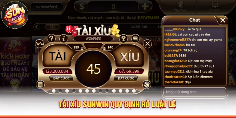 Tài xỉu Sunwin quy định rõ luật lệ